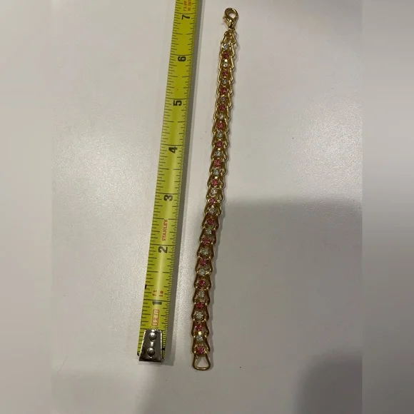 Faux Diamond And Tourmaline Gold Bracelet Costume jewelry. - Picture 3 of 9